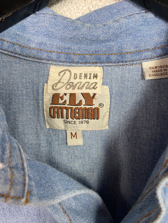 Denim Donna Reworked Denim JuiceBox Button Up Shirt Sz M
