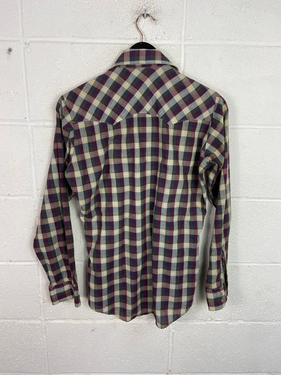 Y2K Levi's Purple/Blue Plaid Pearlsnap Shirt Sz S/M