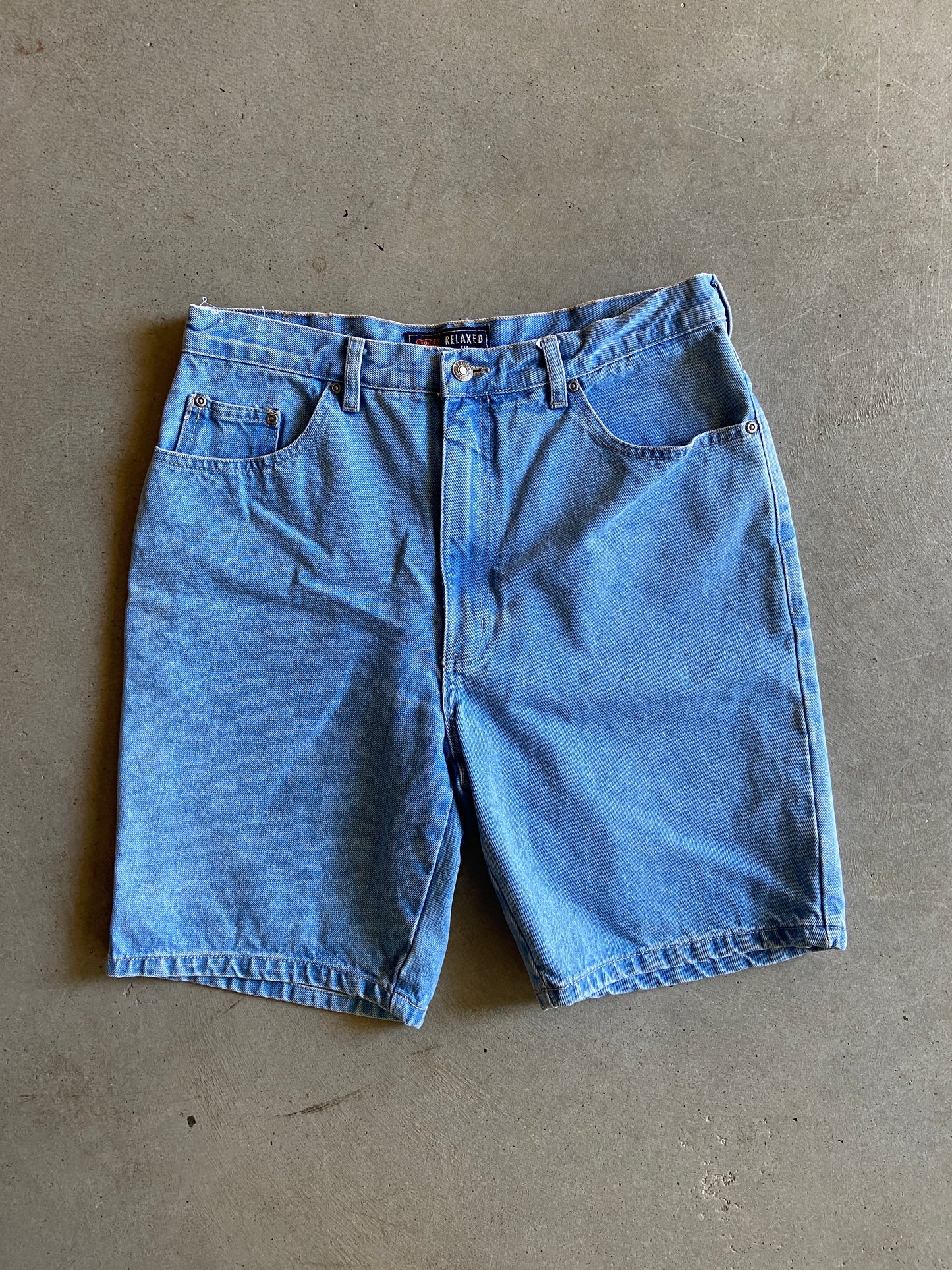 VTG Route 66 Relaxed Fit Light Wash Denim Shorts Sz 34