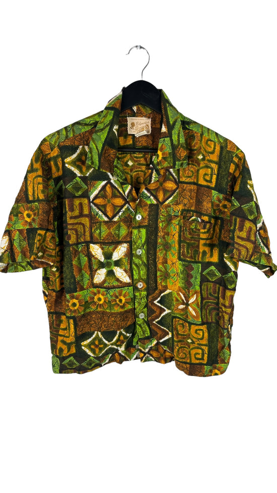 VTG Hawaiian Cropped Shirt Sz Med