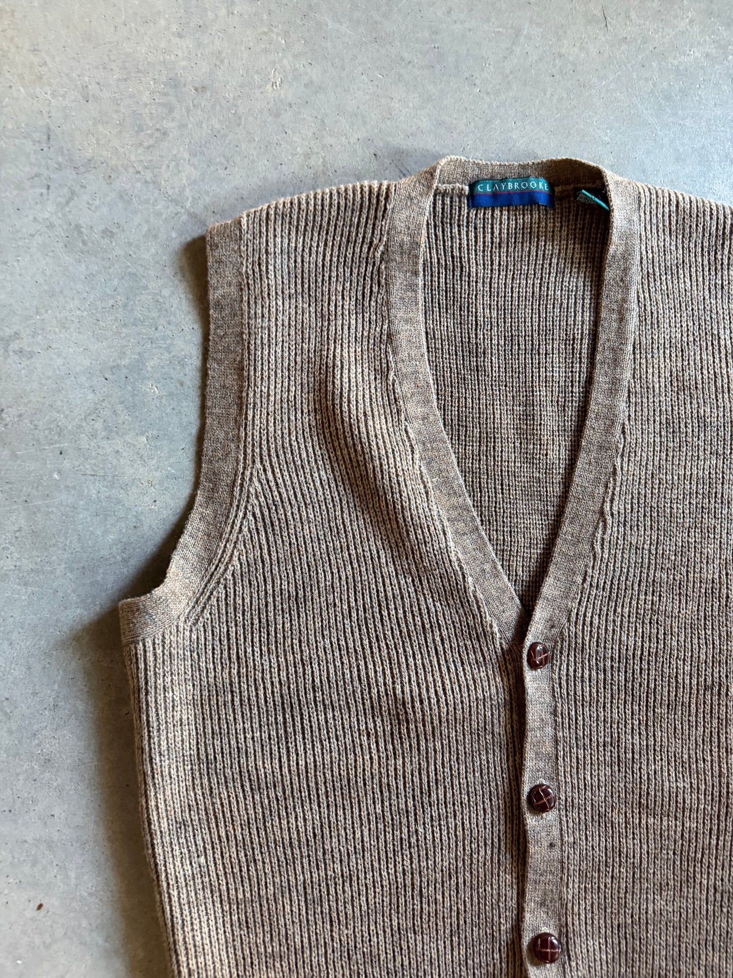 VTG Claybrooke Brown Wool Sweater Vest Sz M