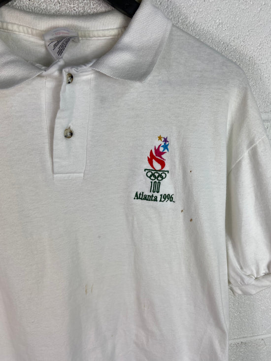 VTG 1996 Atlanta Olympics White Polo Sz L