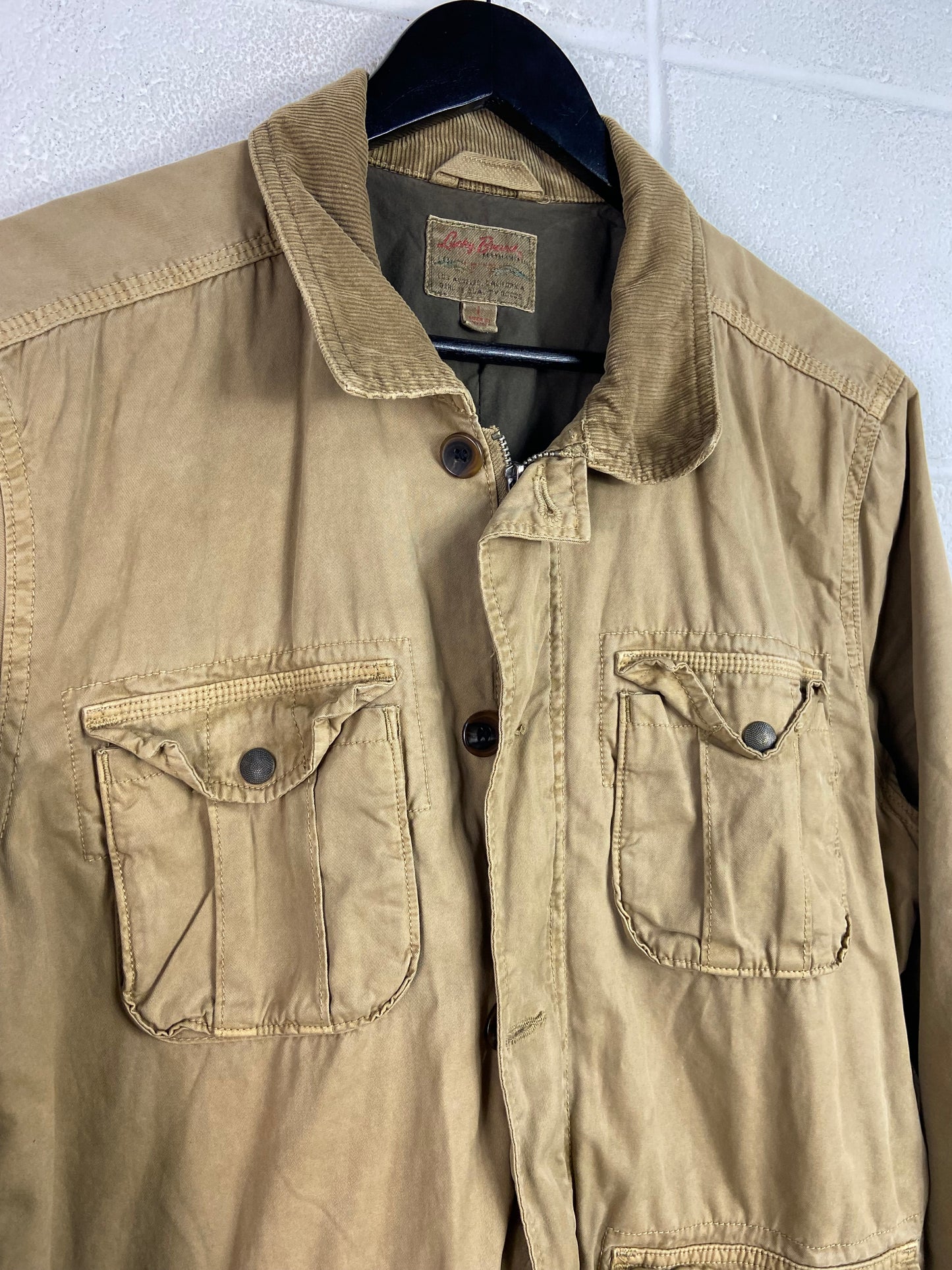 VTG Lucky Brand Fishing Tan Jacket Sz L