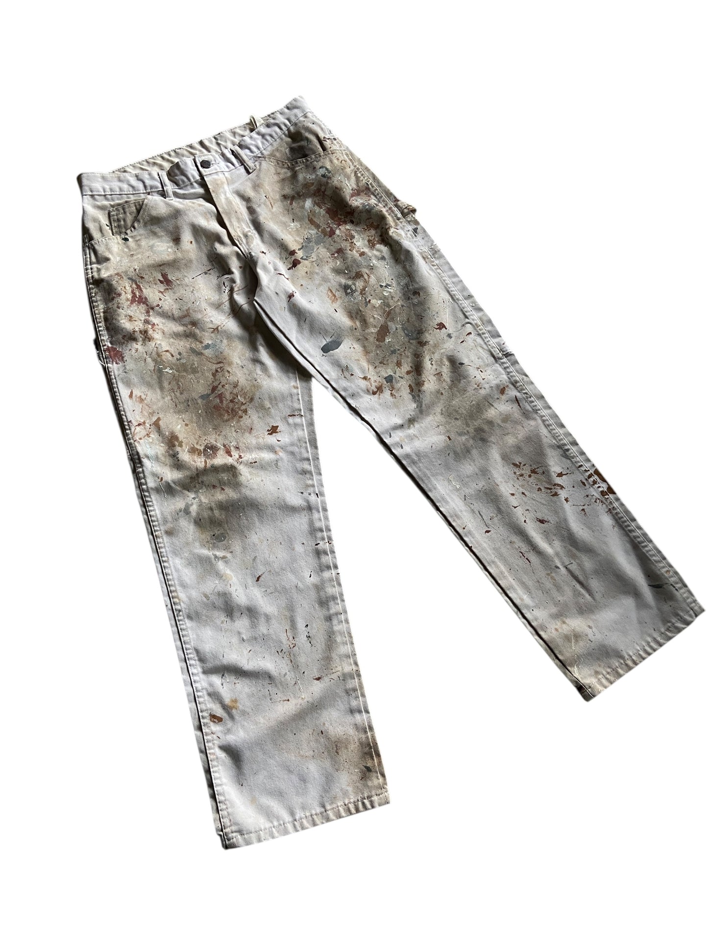 VTG Dickies Clay/Gray Paint Splash Pants Sz 34x31