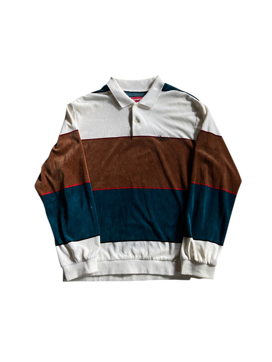 Supreme Velour Color Block L/S Polo Sz XL