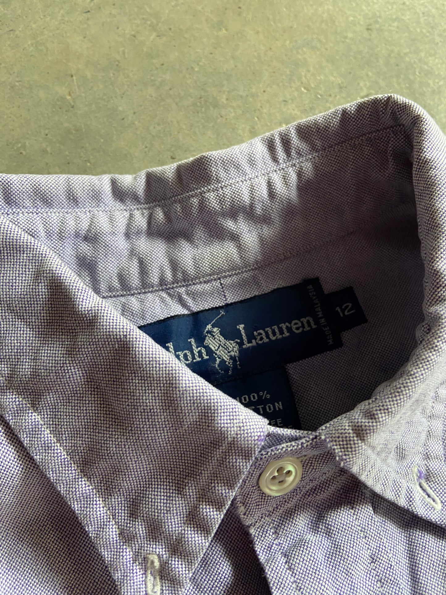 VTG Polo Ralph Lauren Blue Crest Button Up Shirt Sz M/L