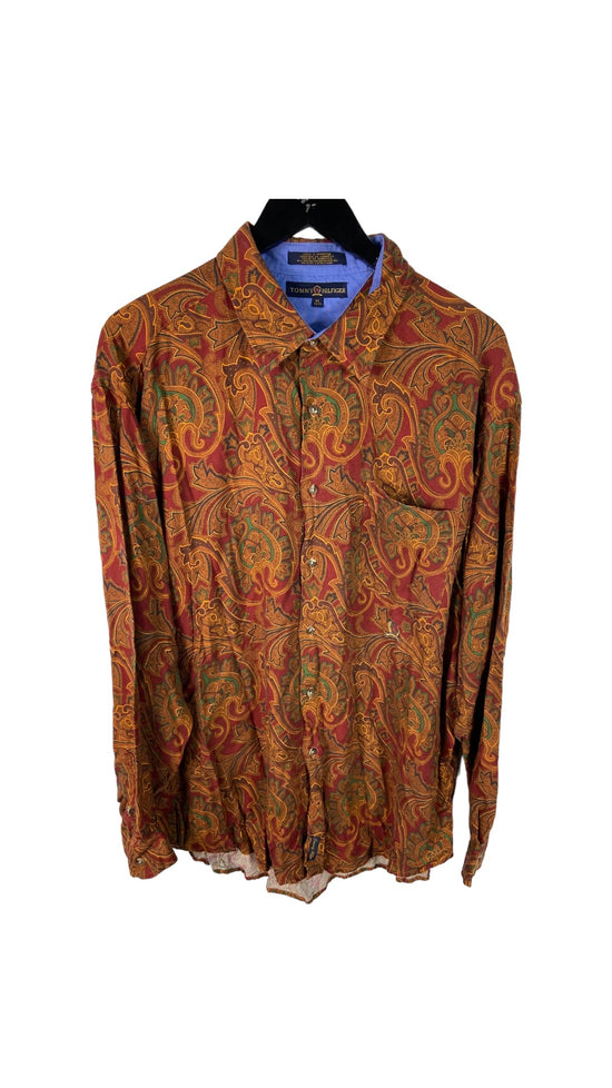 VTG Tommy Hilfiger Paisley Button Up Shirt Sz XL