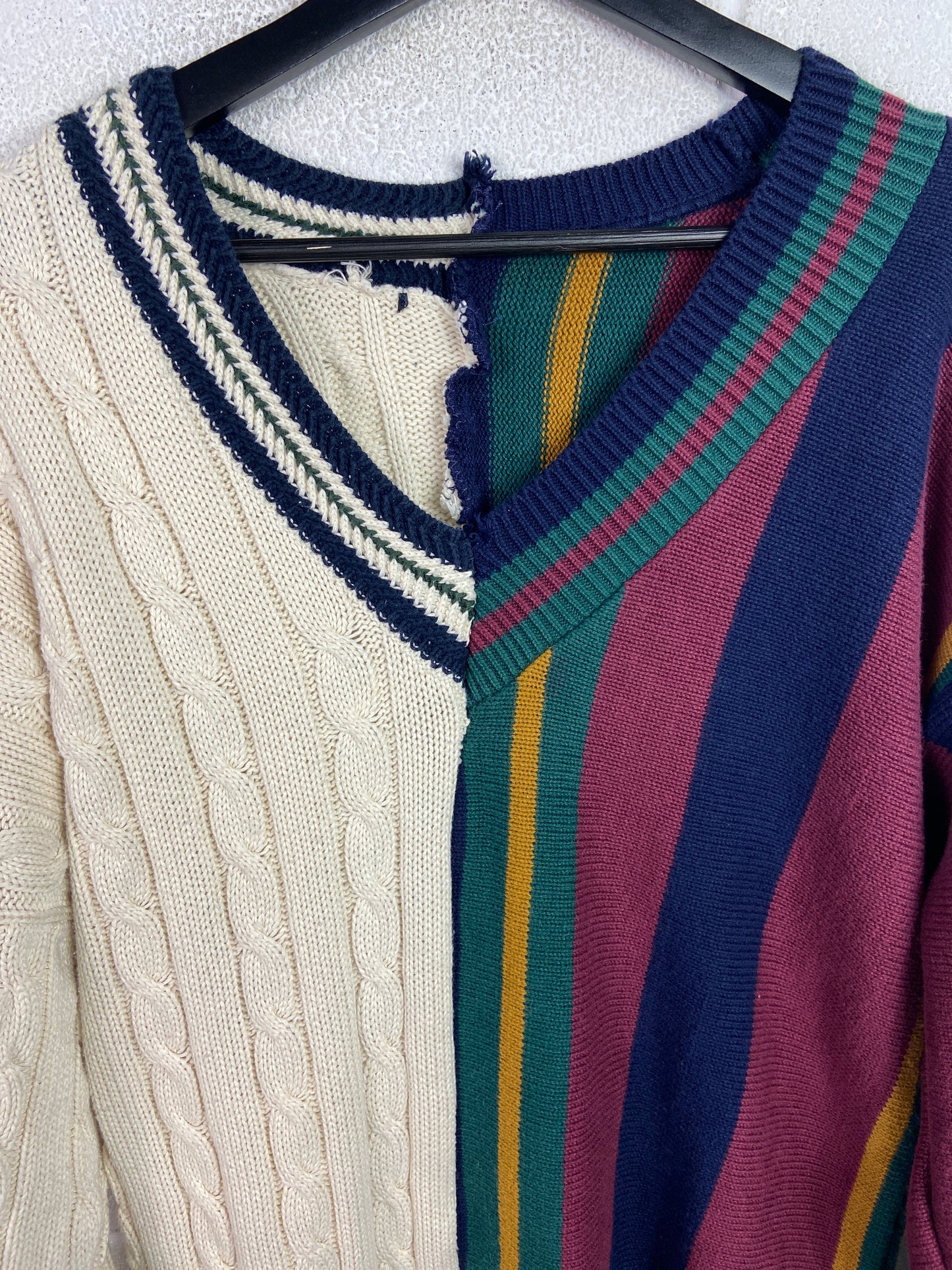 Modelli di Ruolo Custom Half & Half Patchwork Knit Sweater Sz L