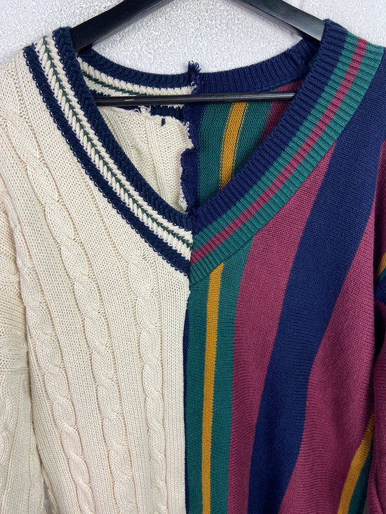 Modelli di Ruolo Custom Half & Half Patchwork Knit Sweater Sz L