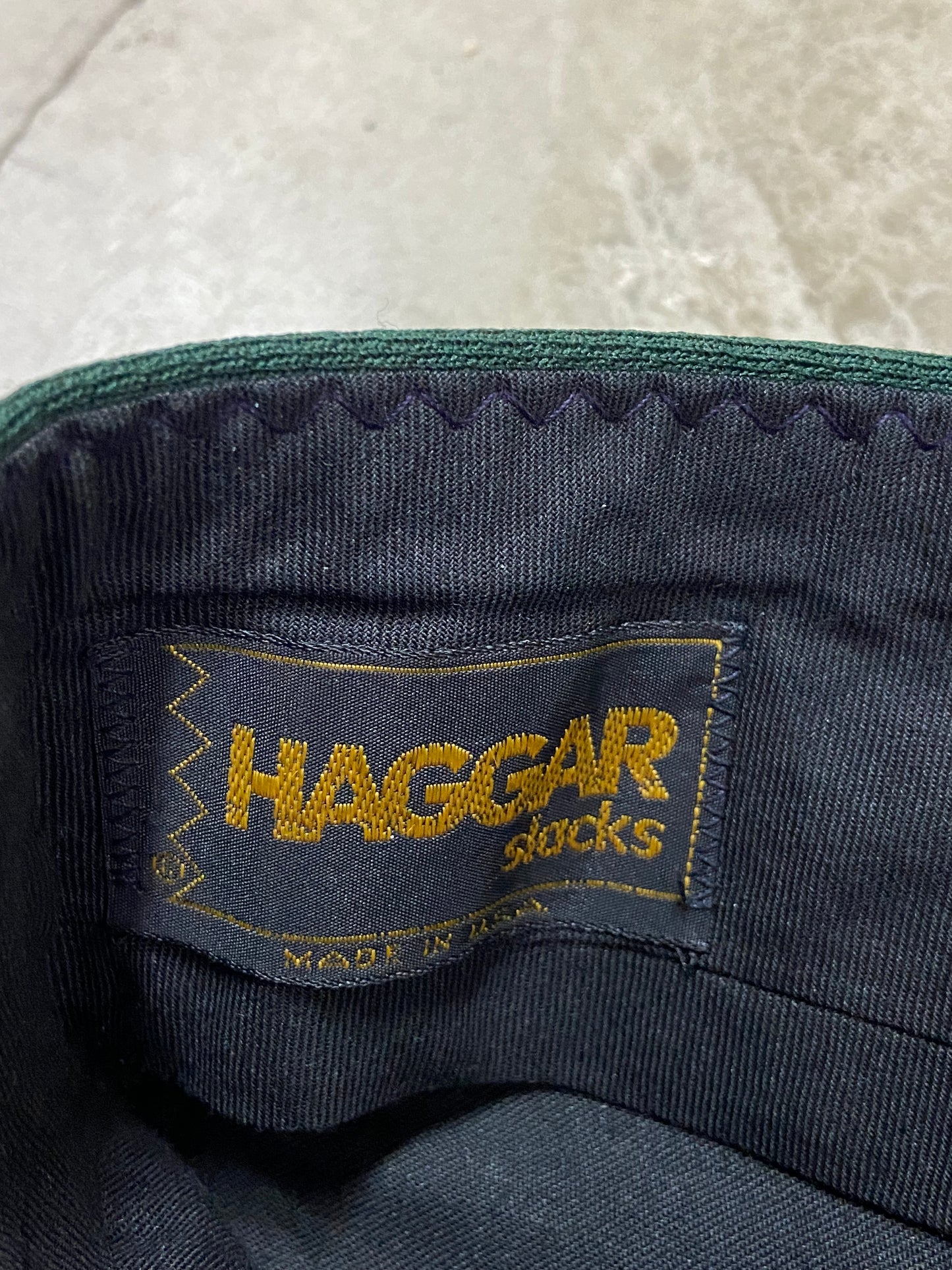 VTG Haggar Slacks Green Pleated Trousers Sz 36x32