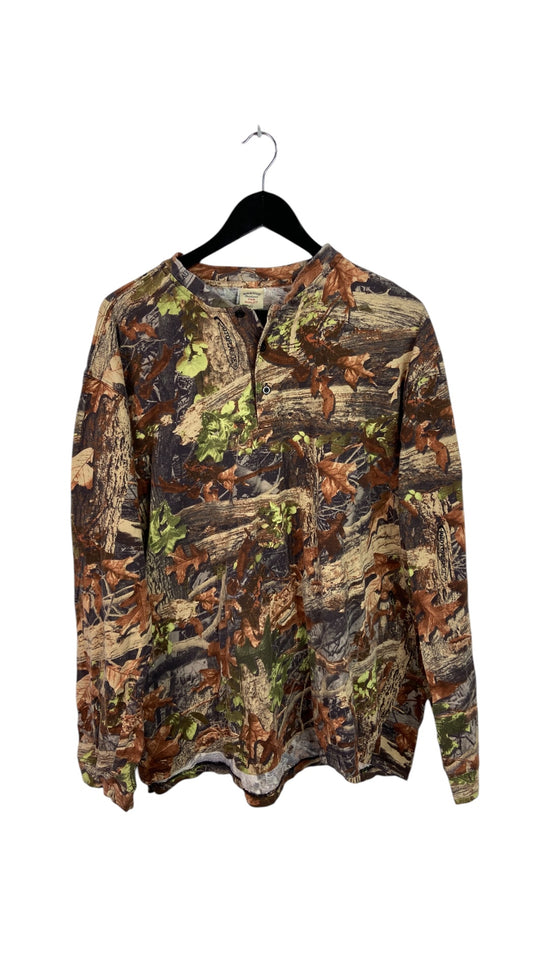 Camo Henley Photoflauge L/S Shirt Sz XL