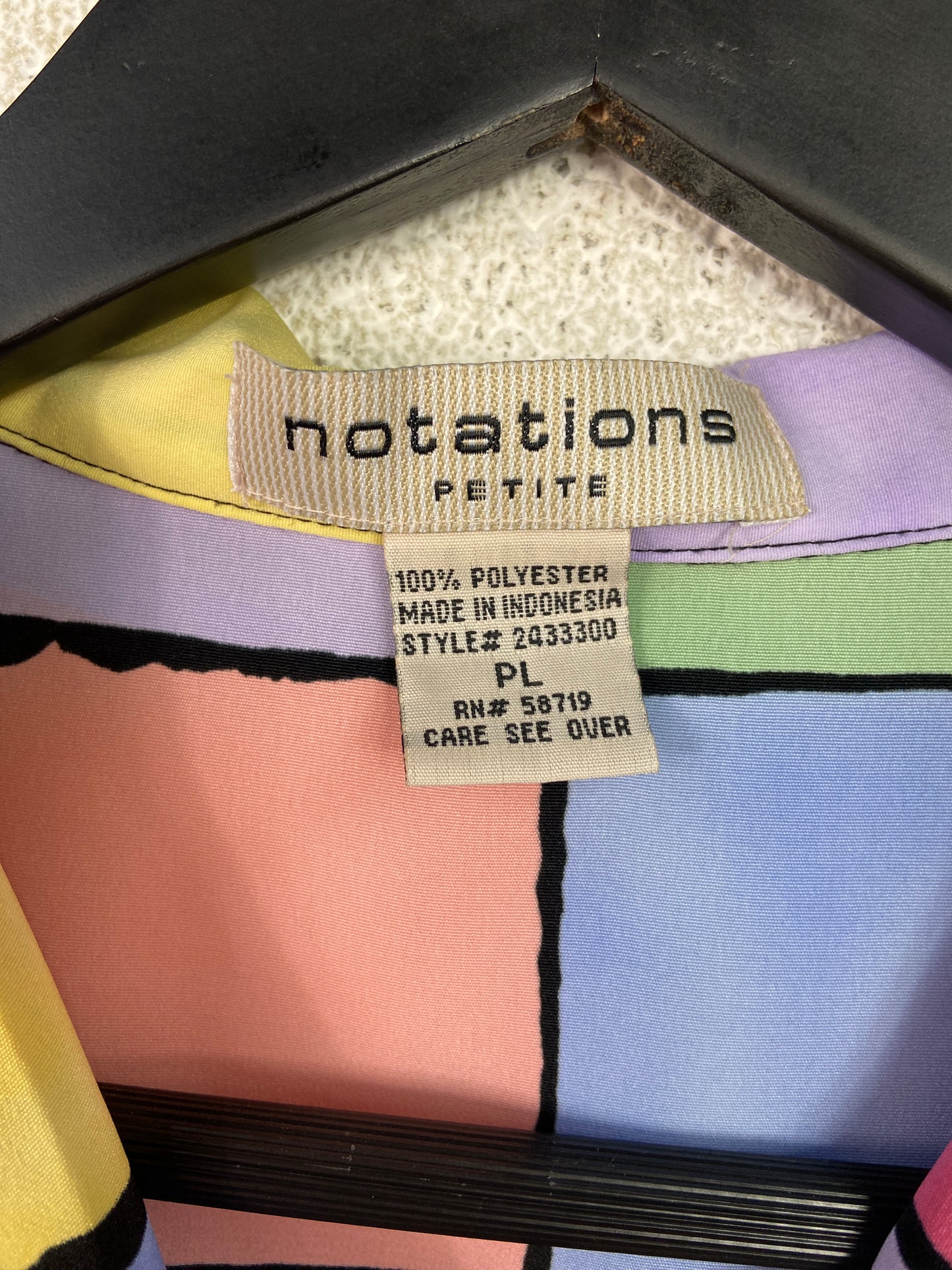 VTG Multicolor Checkered Button Up Wmns Shirt Sz L