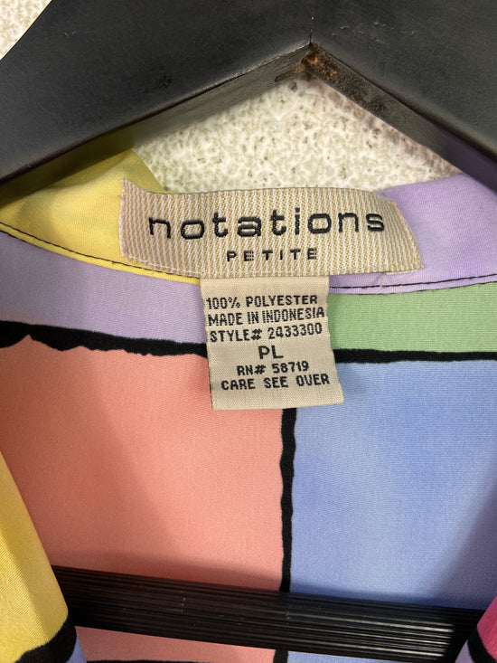 VTG Multicolor Checkered Button Up Wmns Shirt Sz L