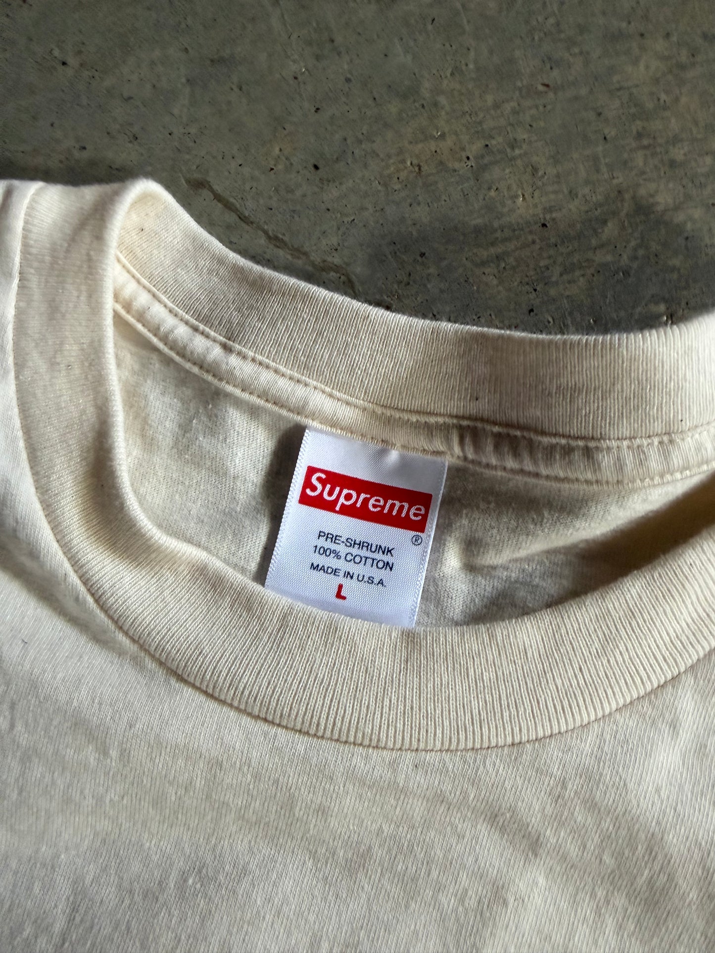 Supreme NY Blur Cream Tee Sz L