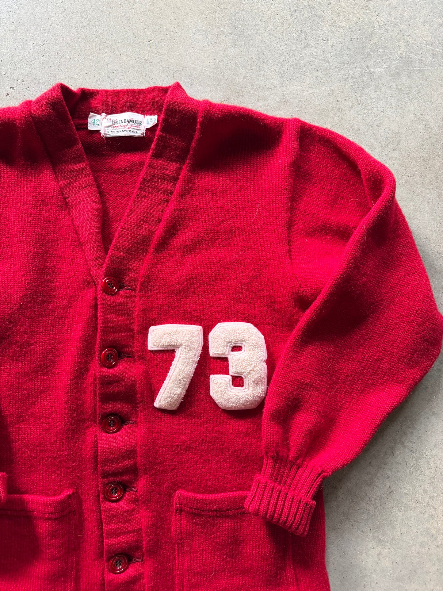 VTG Brendamour Red Wool Cardigan Sz S/M