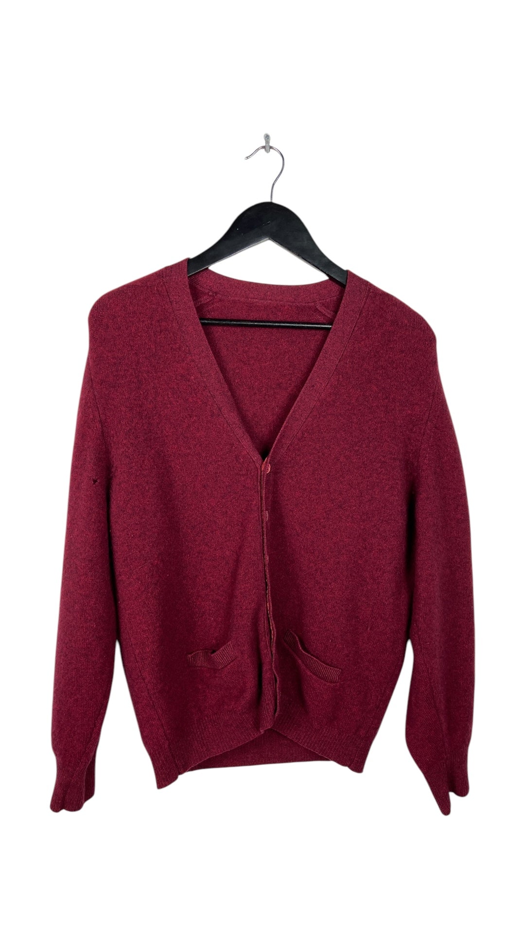 VTG Burgundy Cashmere Button Up Cardigan Sz L