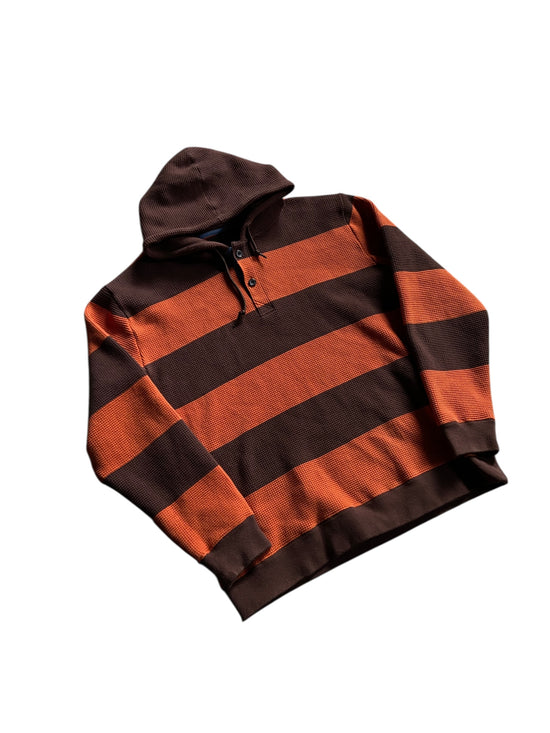 Preowned Beams Heavy Striped Knit Hoodie Sz L