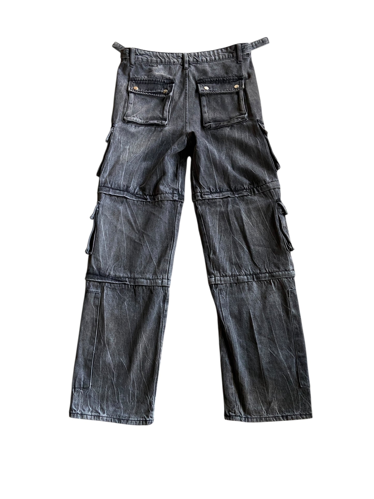 Gemsbyn Deline Stacked Cargo Black Denim Jeans Sz 36x34