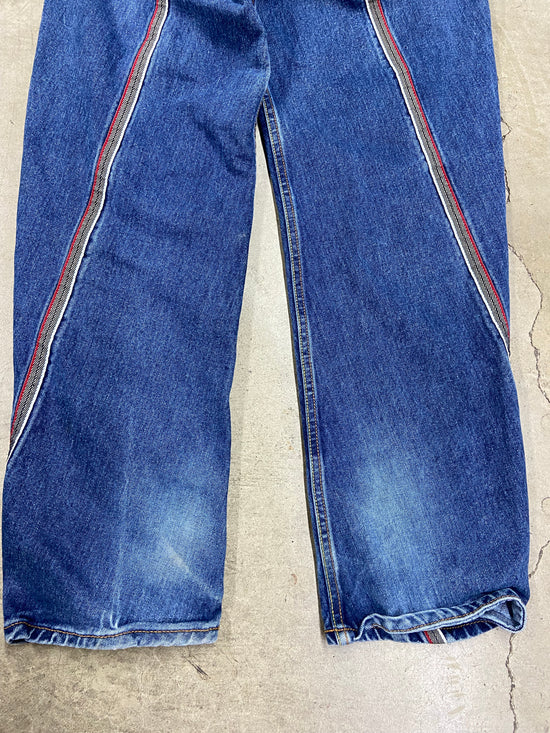 Y2K Evisu Front Pocket Striped Tapered Blue Jeans Sz 34x30