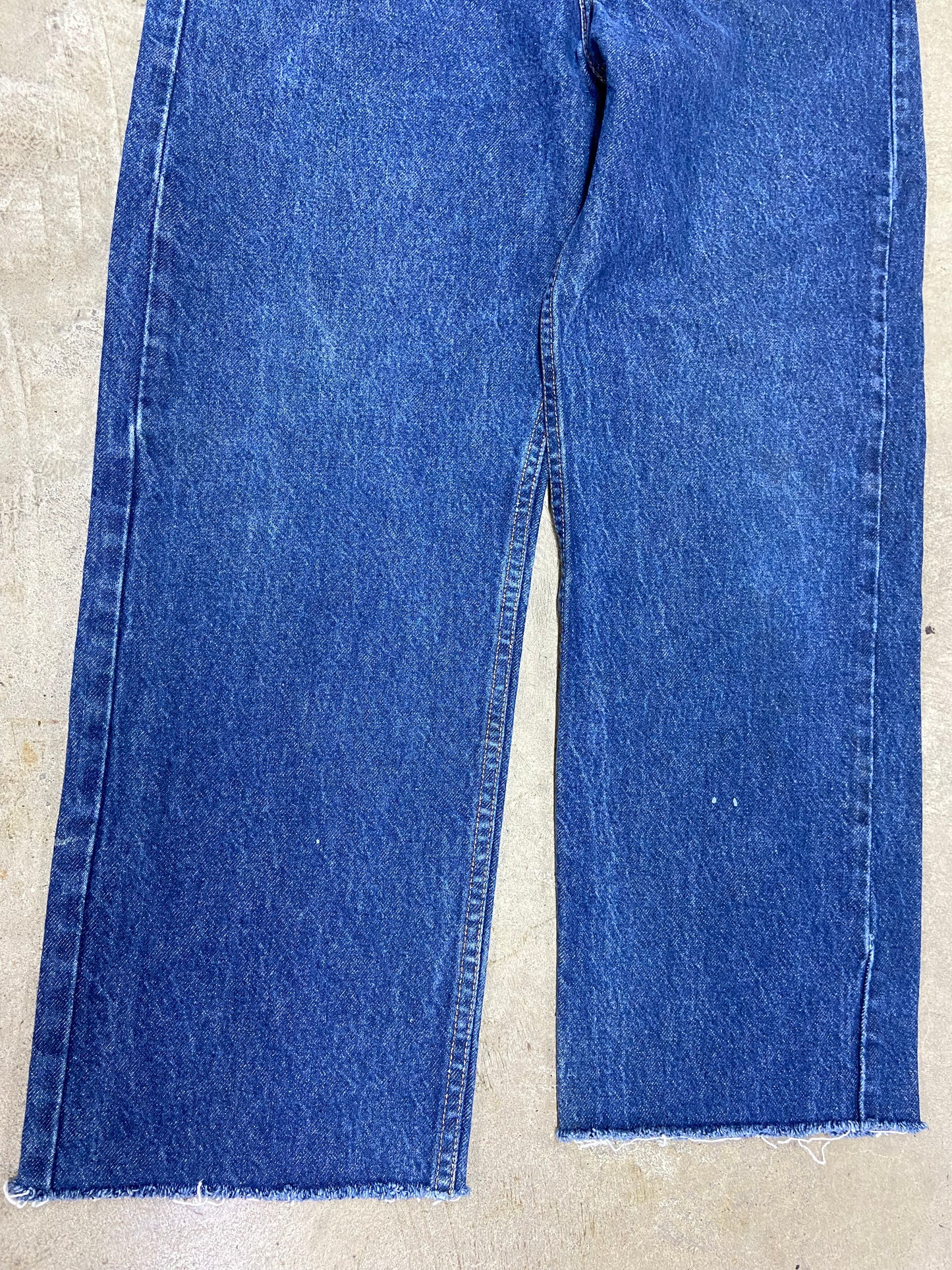 VTG Levi's 505 Orange Tab Blue Cropped Denim Jeans Sz 36x27