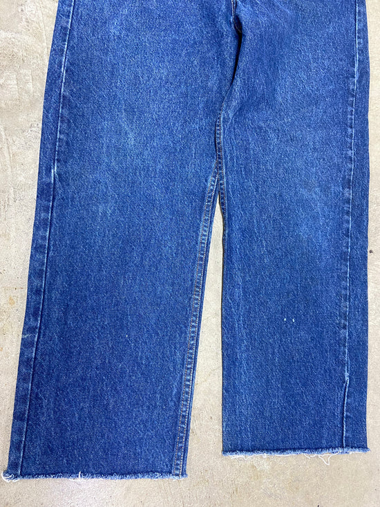 VTG Levi's 505 Orange Tab Blue Cropped Denim Jeans Sz 36x27