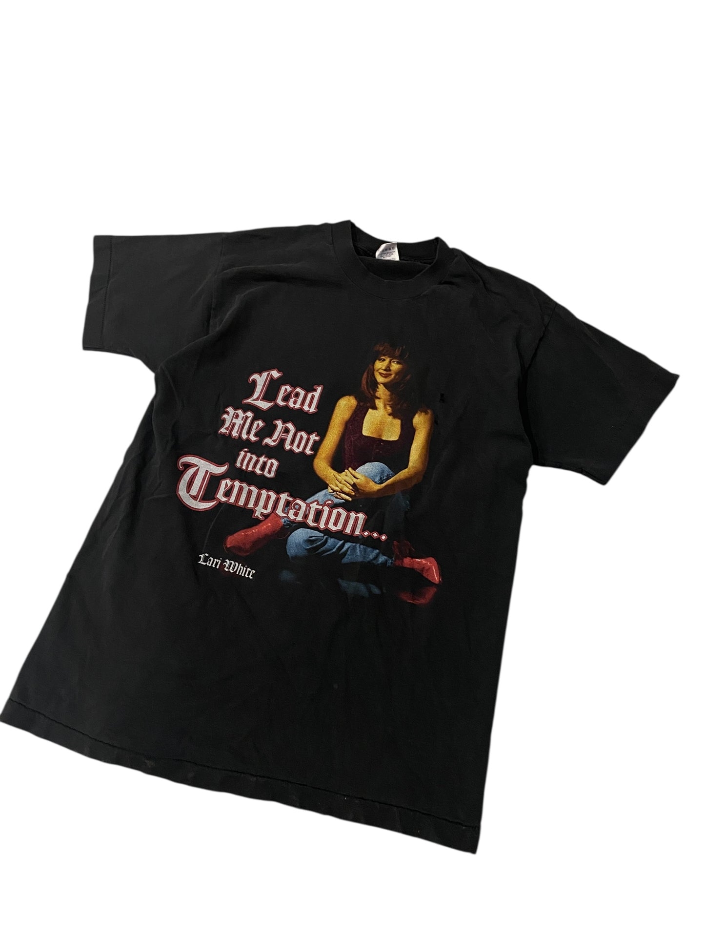 VTG Lari White Lead My Not Into Temptation Tee Sz M/L