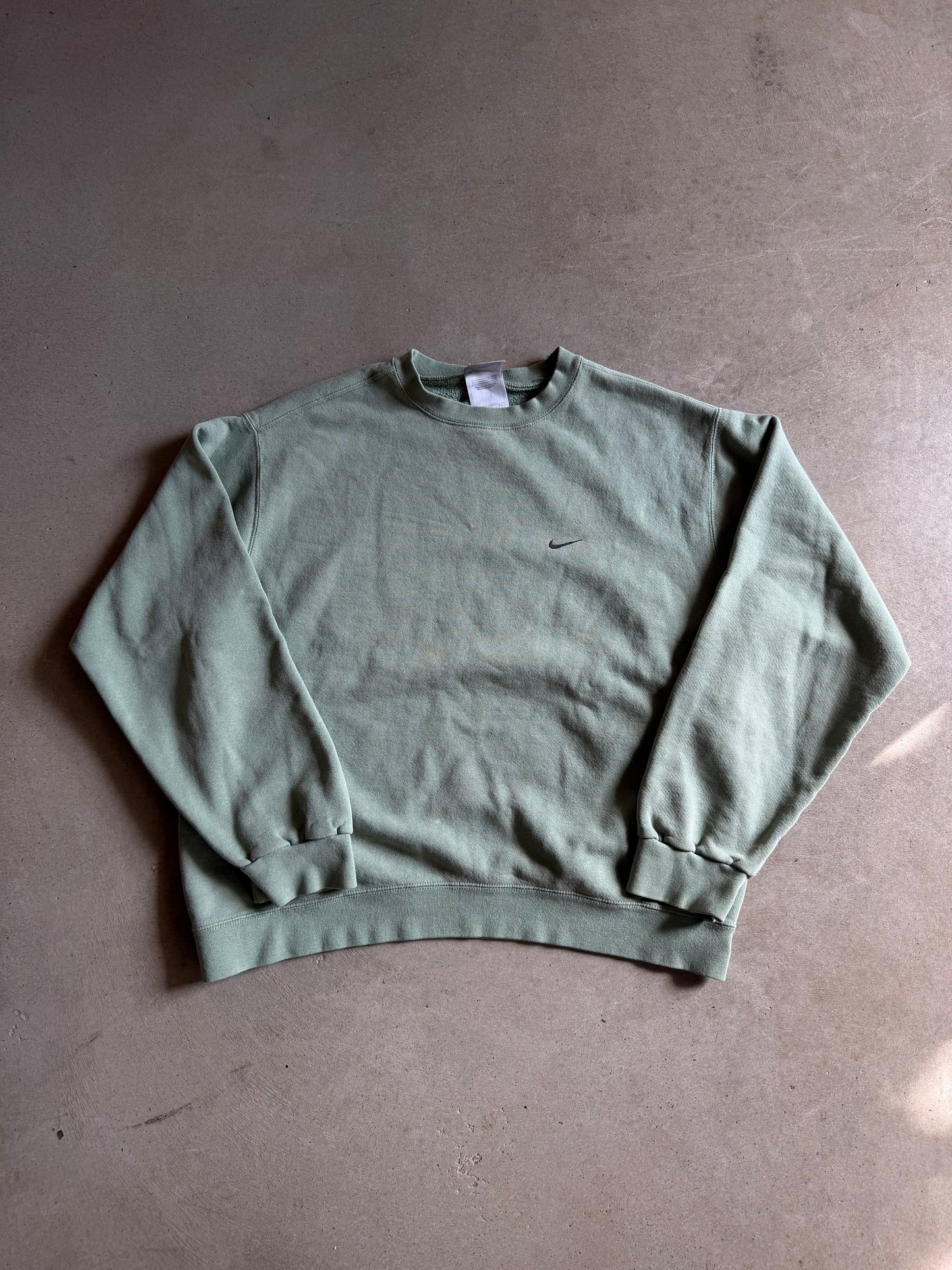 VTG Nike Light Green Mini Swoosh Sweater Sz L