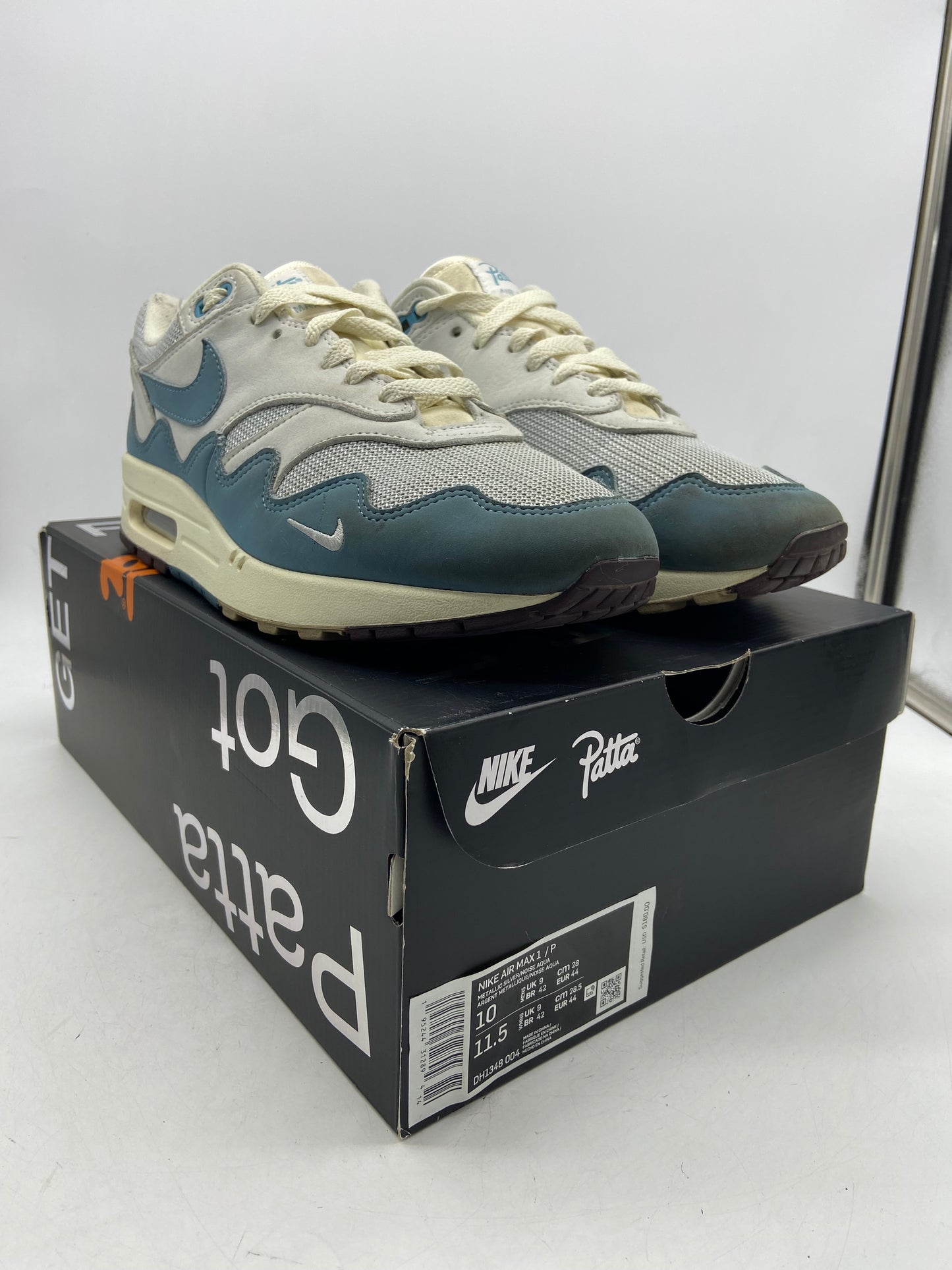 Preowned Nike Air Max 1 Patta Waves Aqua Sz 10M/11.5W DH1348-004