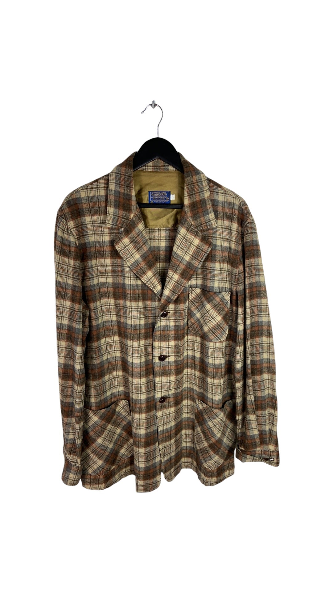 VTG Pendleton Plaid Wool Overshirt Sz L