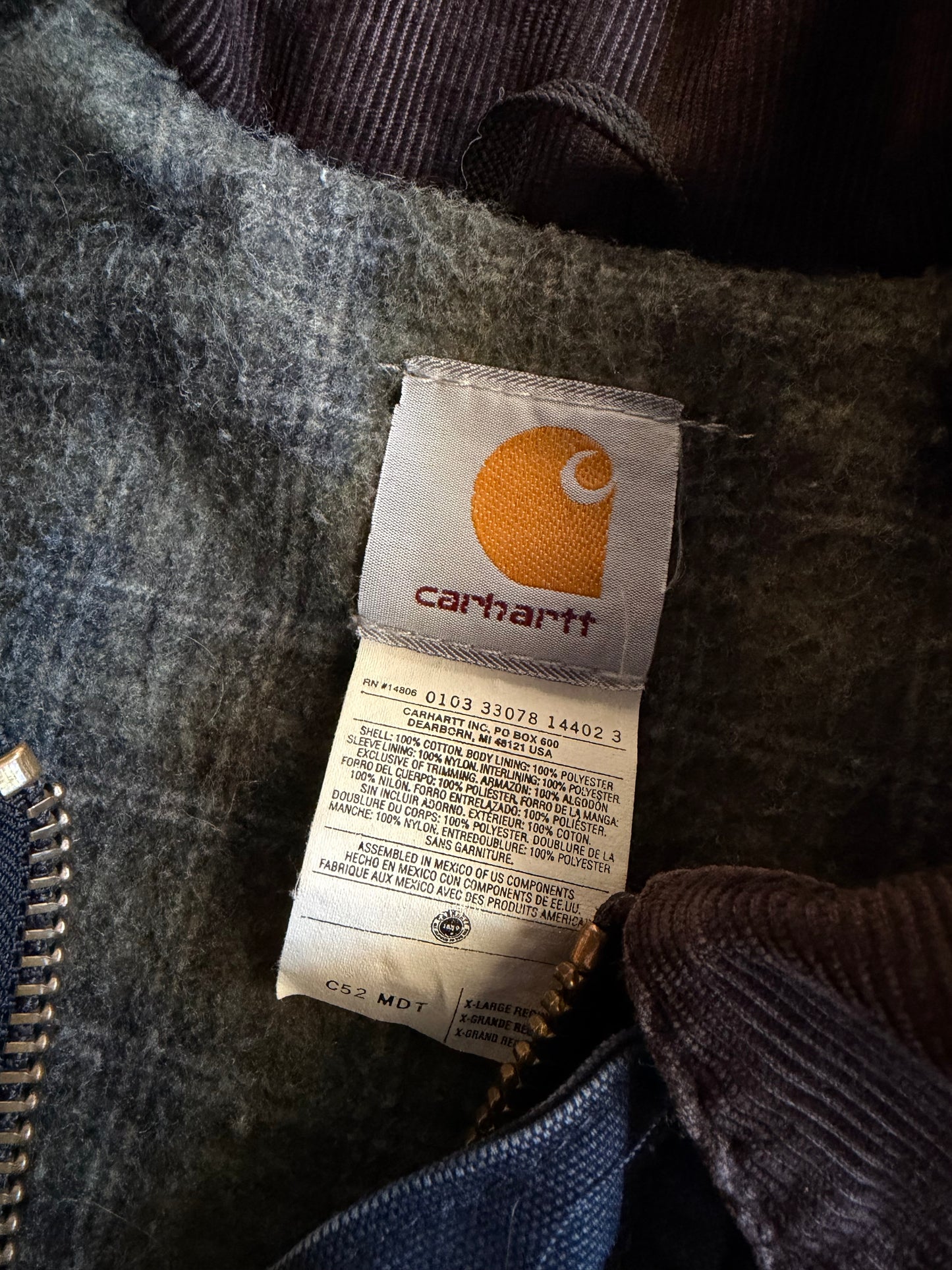 VTG Carhartt C52MDT Ranch Chore Jacket Blanket Lined Sz XL
