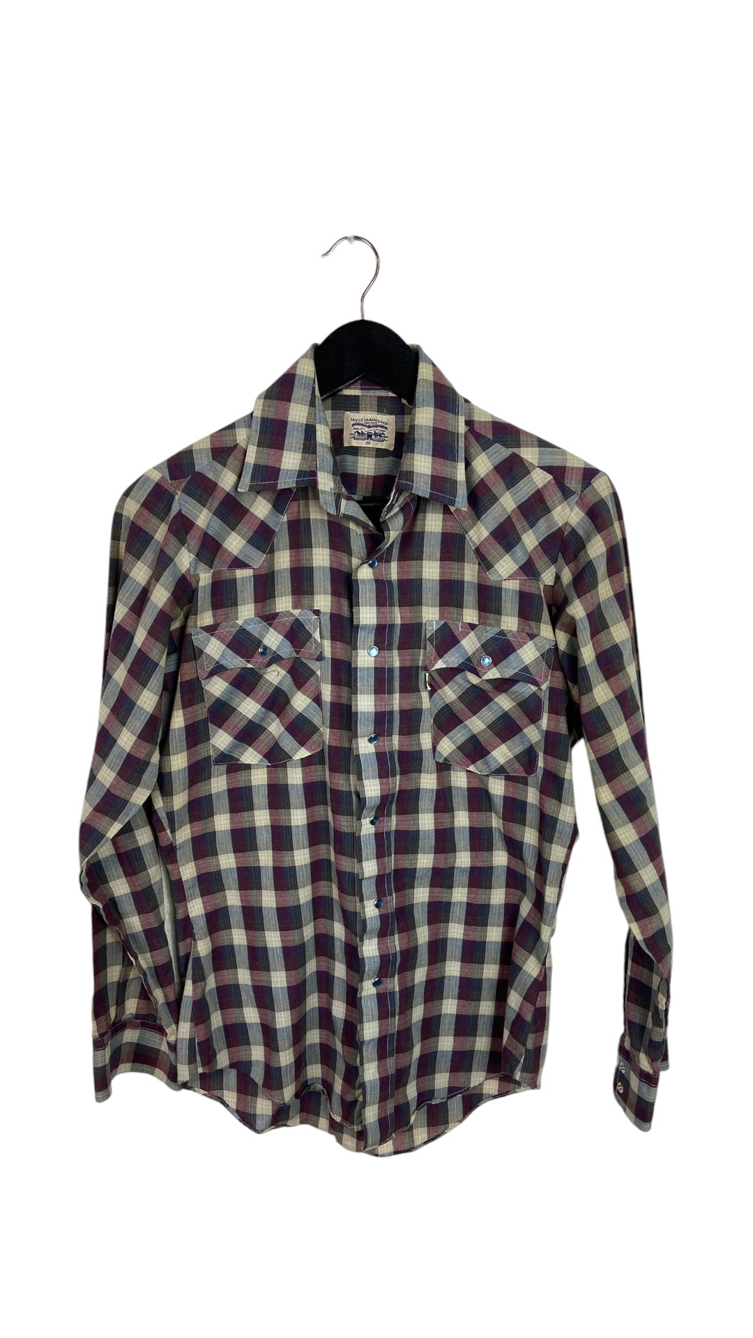 Y2K Levi's Purple/Blue Plaid Pearlsnap Shirt Sz S/M