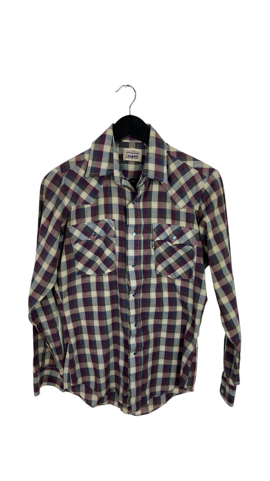 Y2K Levi's Purple/Blue Plaid Pearlsnap Shirt Sz S/M