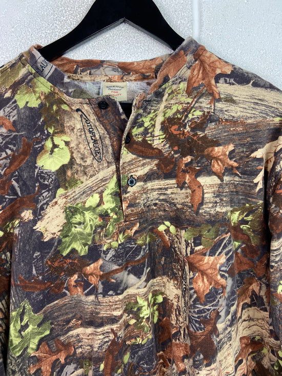 Camo Henley Photoflauge L/S Shirt Sz XL