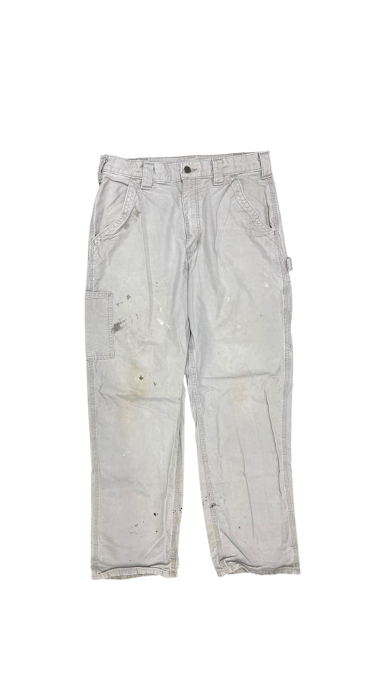 Y2K Carhartt Cream Splattered Work Pants Sz 33x32