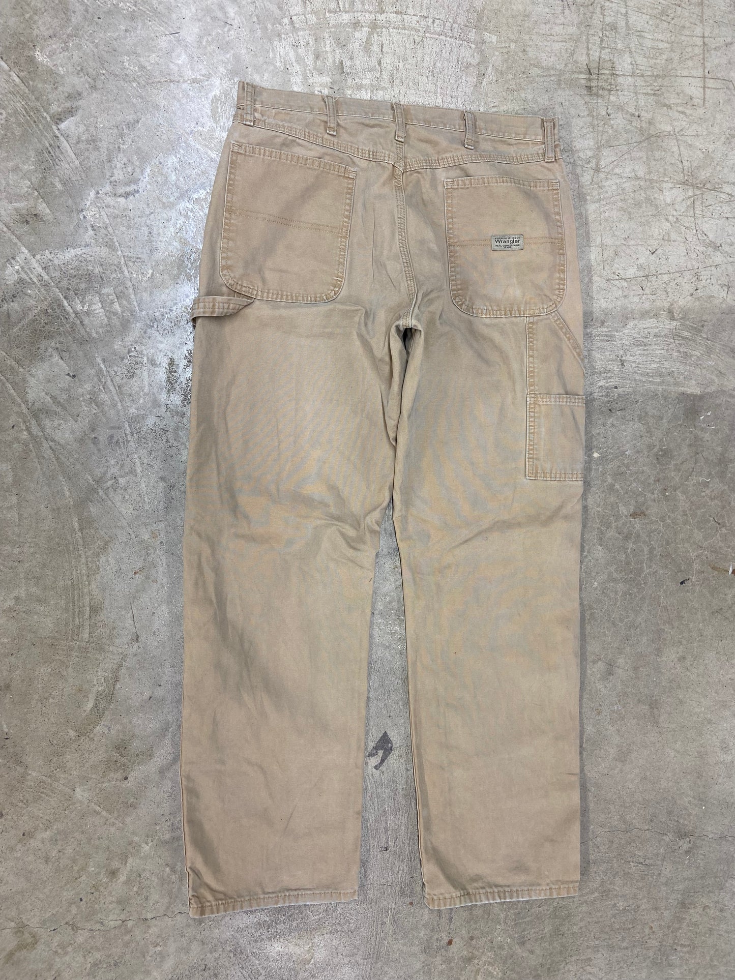 Y2K Wrangler Tan Straight Carpenter Jeans Sz 34x32