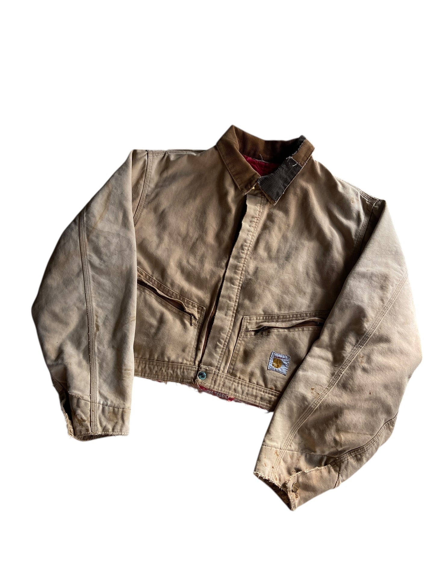 VTG Reworked Carhartt Tan Cropped Jacket Sz M/L