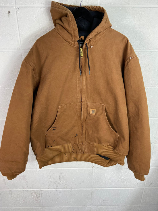 Carhartt Brown Duck Canvas Hooded Work Jacket Sz XXL