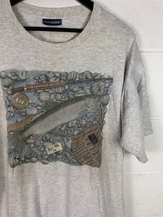 VTG Trout Basket Fishing Graphic Tee Sz XL