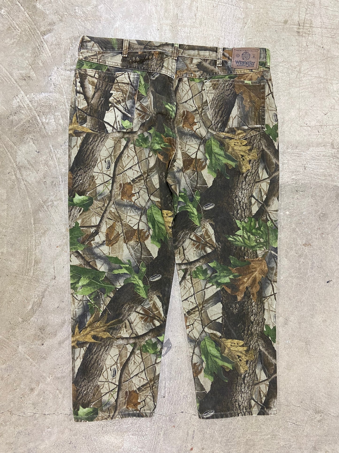 VTG Wrangler Camo Realtree Double Knee Work Jeans Sz 42x30