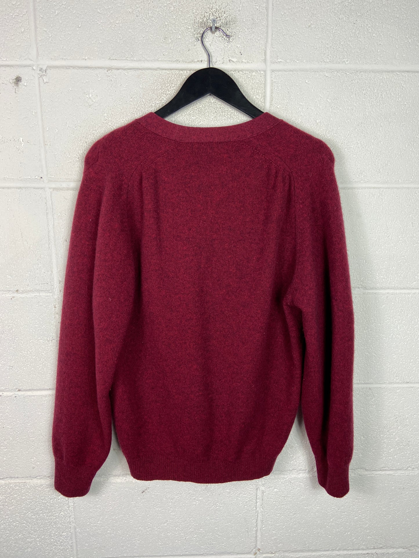 VTG Burgundy Cashmere Button Up Cardigan Sz L