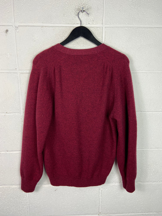 VTG Burgundy Cashmere Button Up Cardigan Sz L