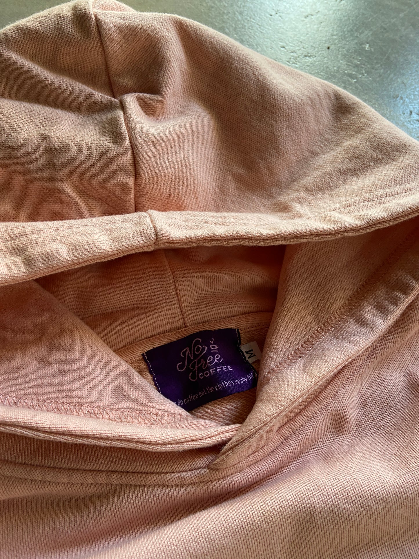 No Free Coffee Peach Puff Print Hoodie Sz M