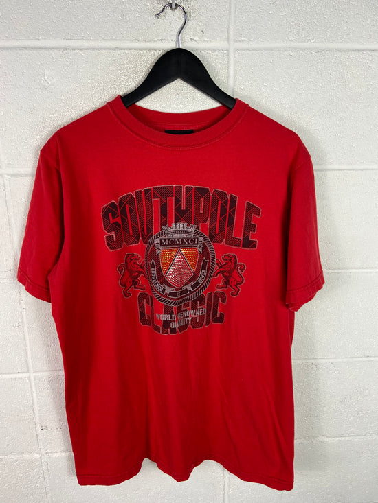 Y2K South Pole Classic Emblem Red Tee Sz L