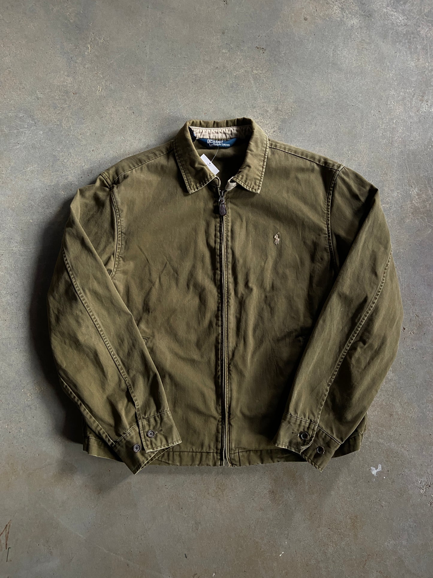 VTG Polo Green Canvas Harrington Jacket Sz L