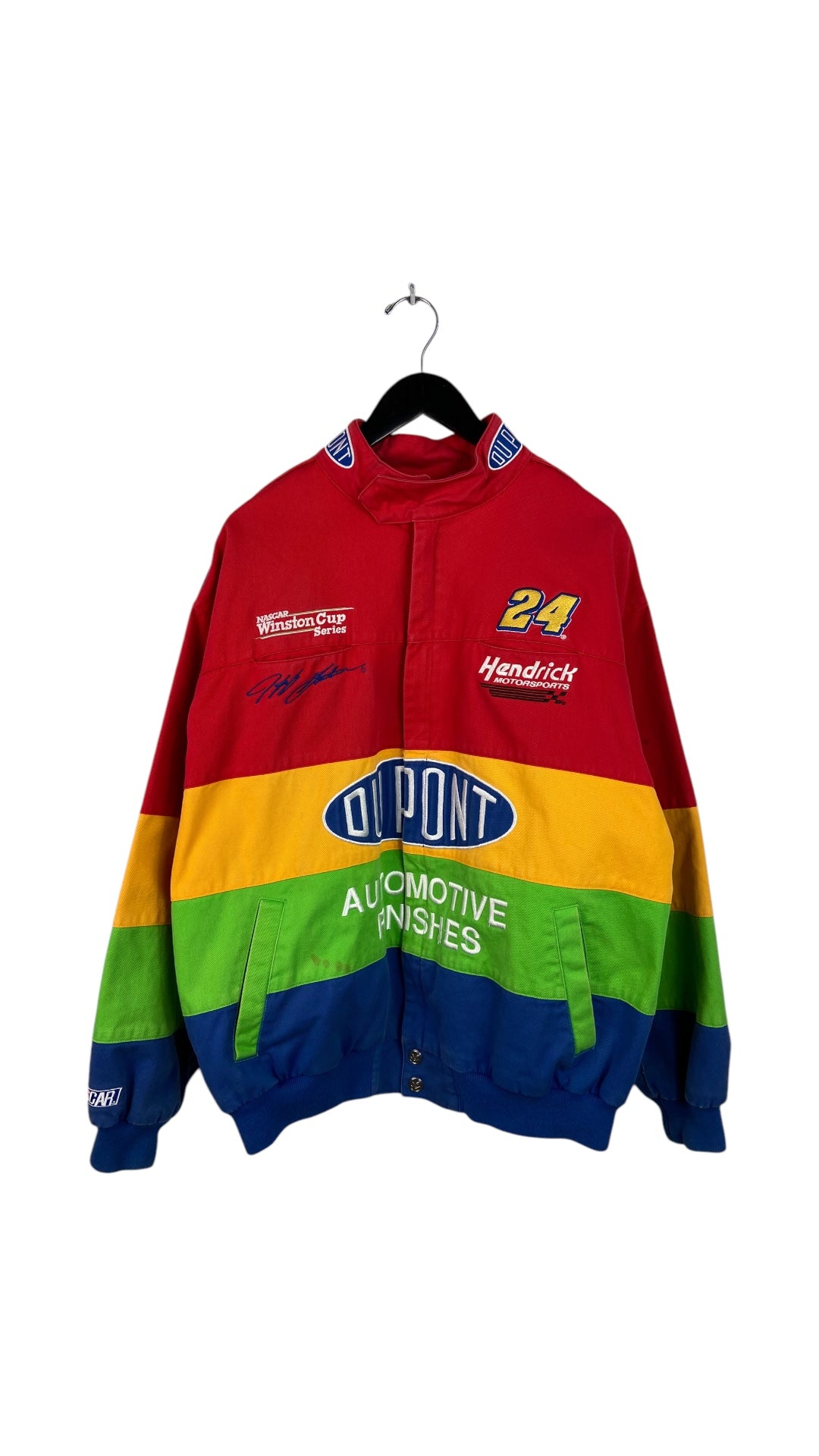 VTG Jeff Gordon Chase Authentics NASCAR DuPont Racing Rainbow Jacket Sz L