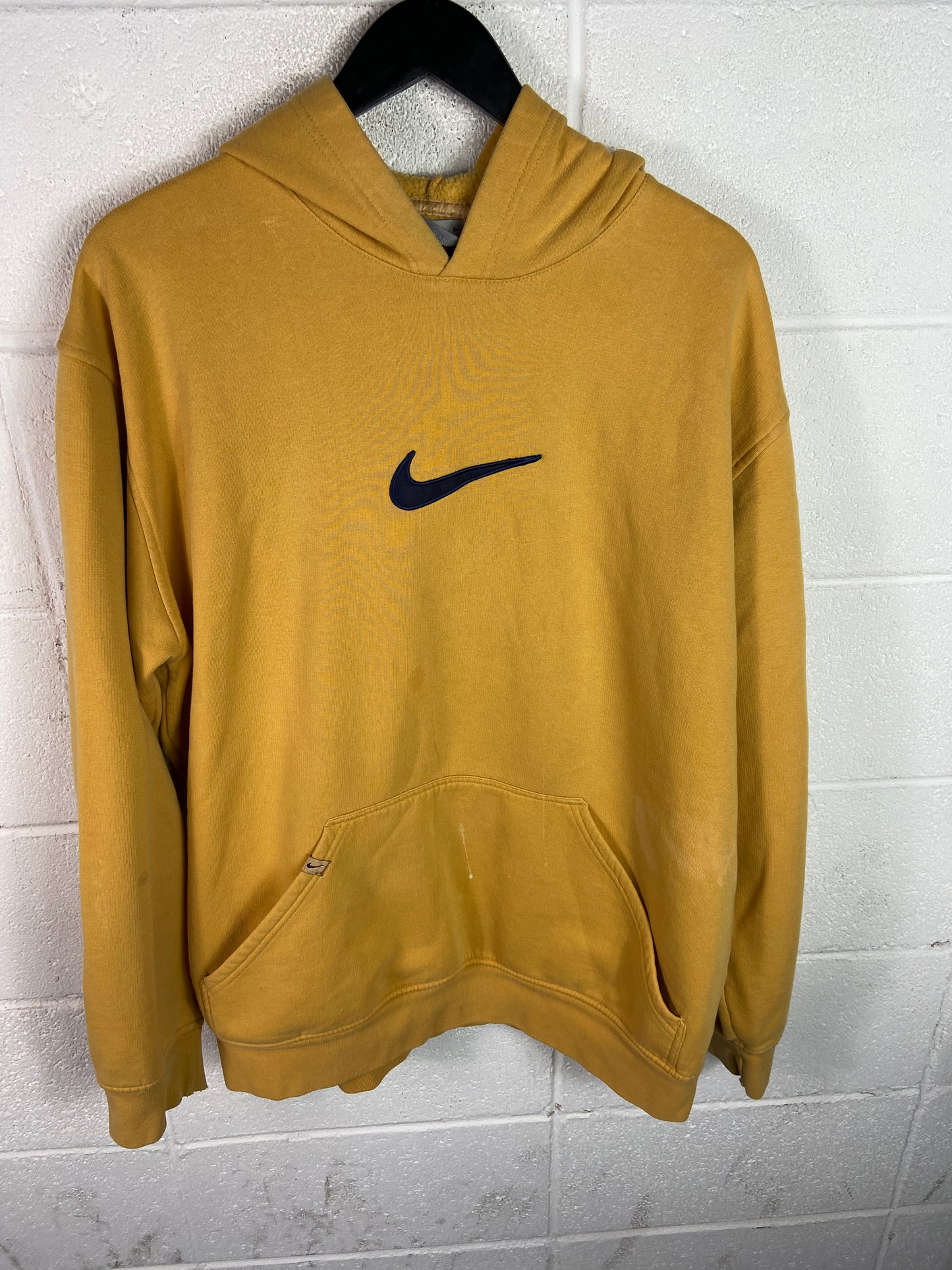 Y2K Nike Mustard Classic Swoosh Hooded Sweatshirt Sz XL