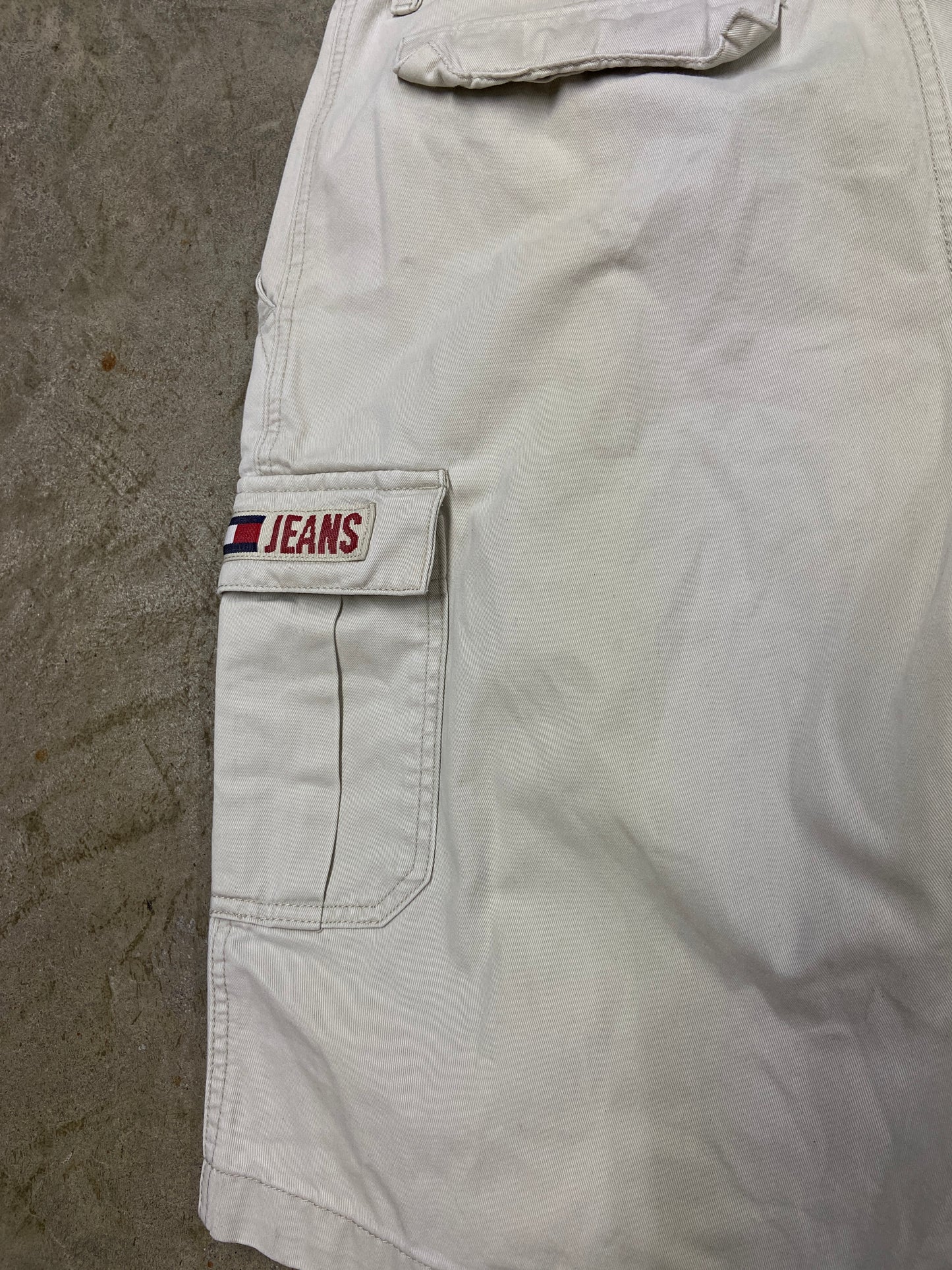 Y2K Tommy Hilfiger Khaki Cargo Baggy Jorts Sz 36