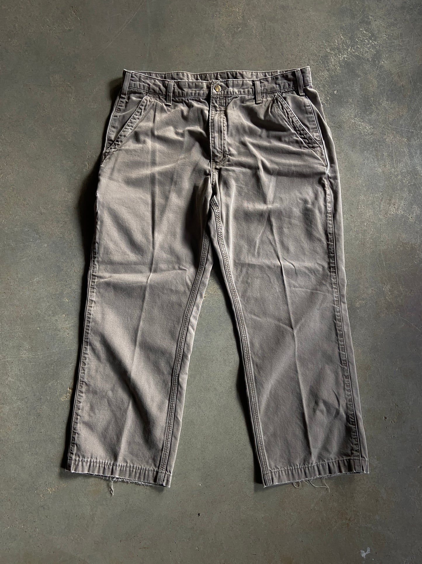 Y2K Carhartt Grey/Brown Carpenter Pants Sz 36x32