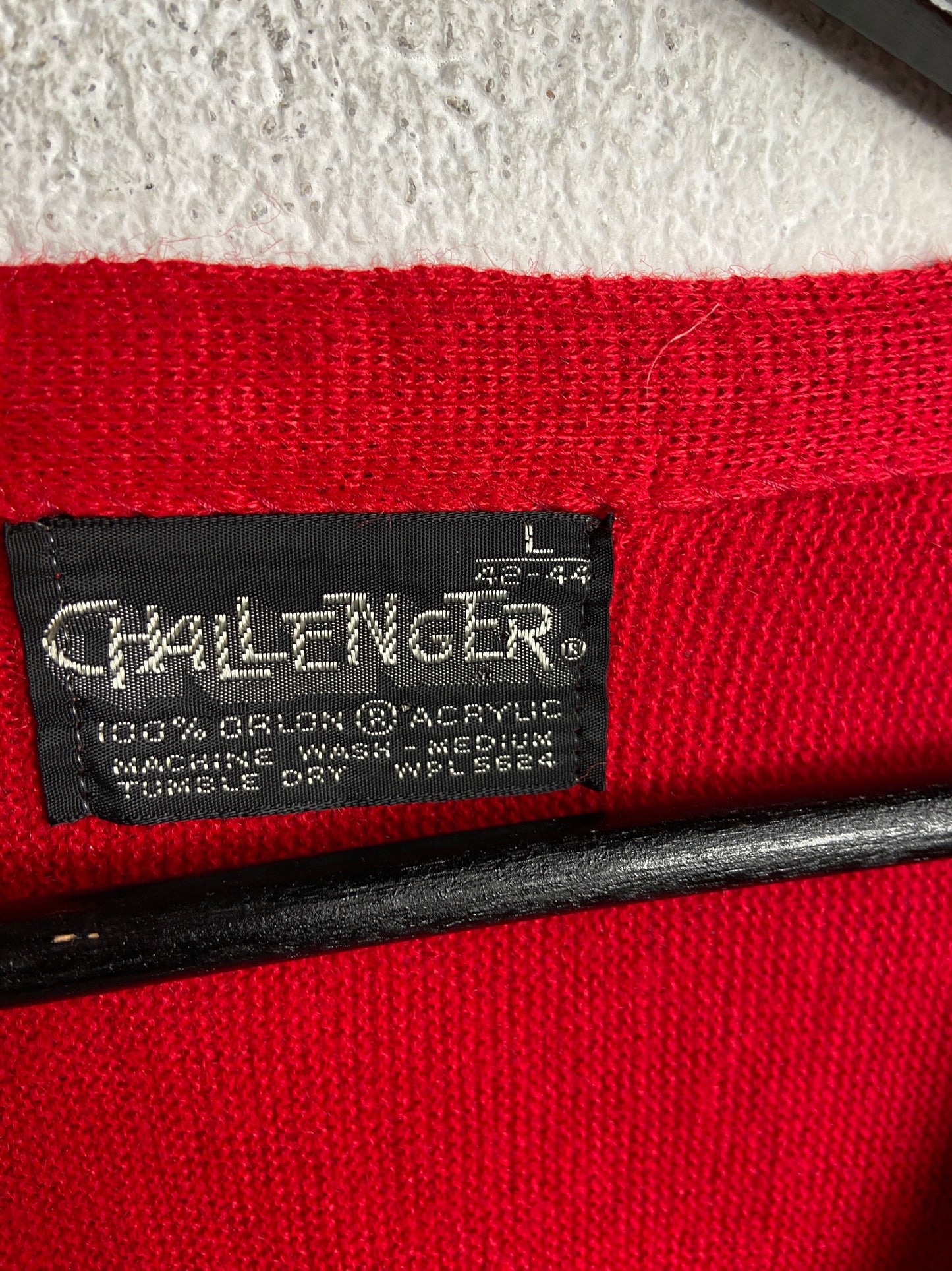 VTG Challenger Red Cardigan Sweater Sz L