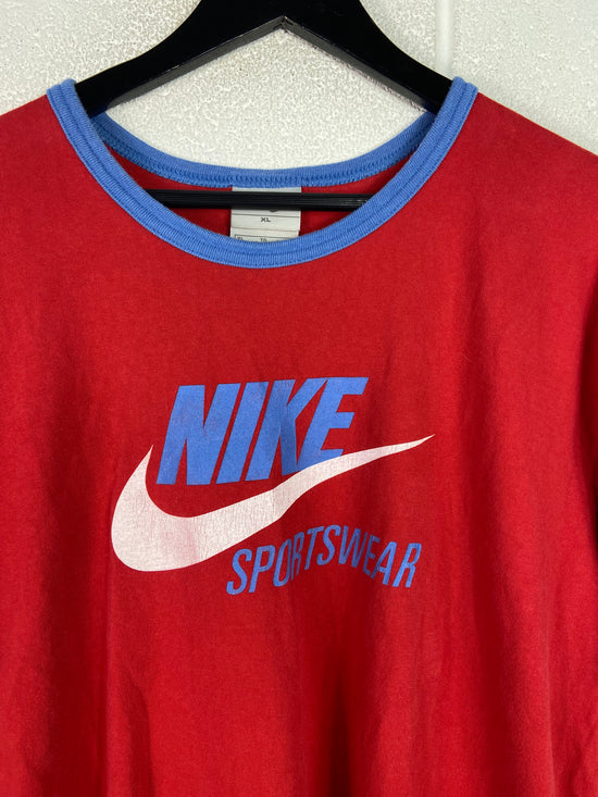 Y2K Nike Sportswear Red Ringer Tee Sz XL